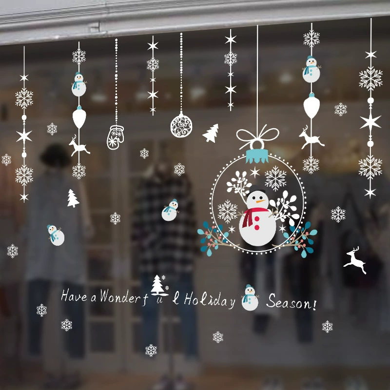 Рождественские украшения окна наклейки детский сад торговый центр внешней торговли Amazon двери и окна настенные наклейки XL868 кулон снеговика