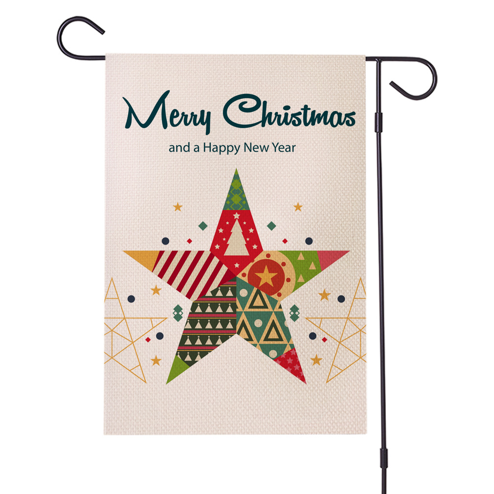 跨境热销圣诞系列防水加厚亚麻花园旗双面庭院节日旗支持来图定制
