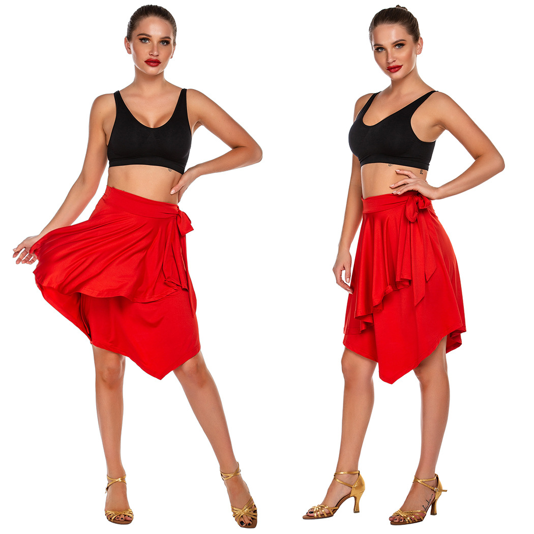 2020亚马逊新款春装瑜伽臀围欧美拉丁舞舞蹈服纯色性感半身裙