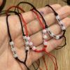 Ethnic woven red rope bracelet suitable for men and women handmade, necklace cord from pearl, pendant, ethnic style, plus size