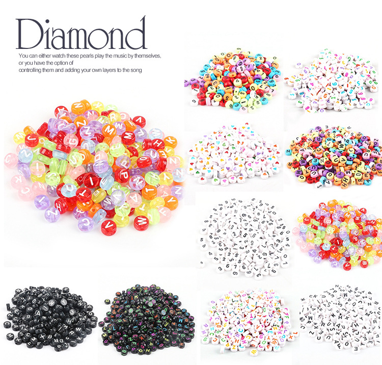 100 Pieces 4 * 7mm Hole 1~1.9mm Arylic Letter Number Beads display picture 1