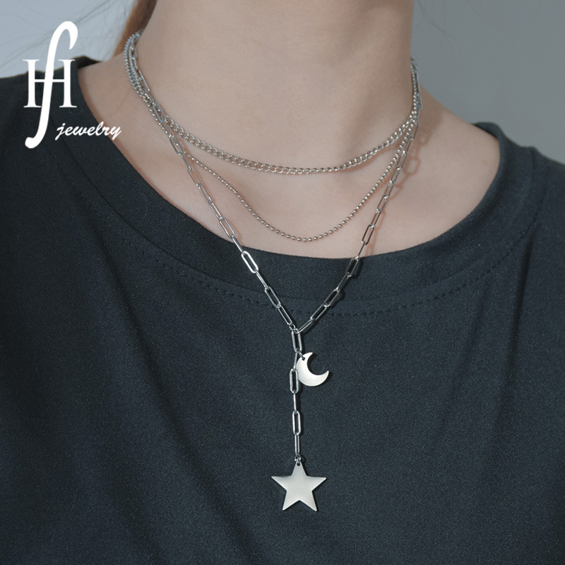 Acier Inoxydable 304 Plaqué Or 18K Placage Star Acier Au Titane Collier display picture 1