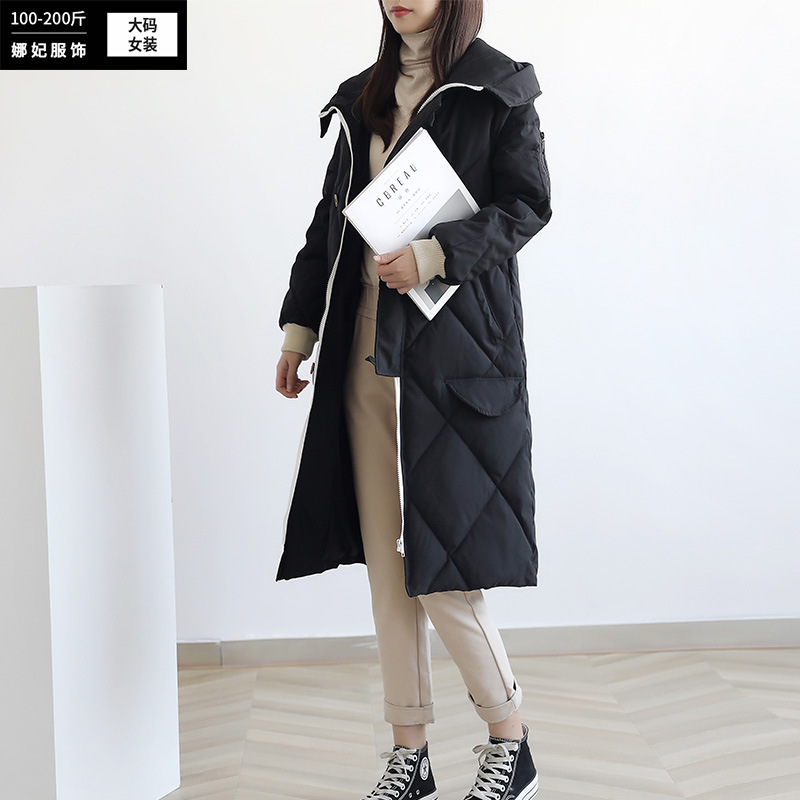 冬季大碼女裝韓版棉衣連帽中長款面包服羽絨棉收腰氣質通勤棉服
