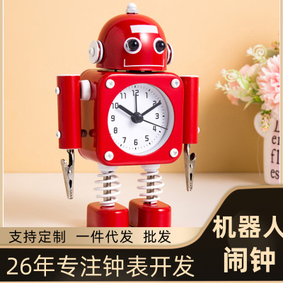 originality Students alarm interest Metal children Cartoon Clock customized robot bedroom Small alarm clock