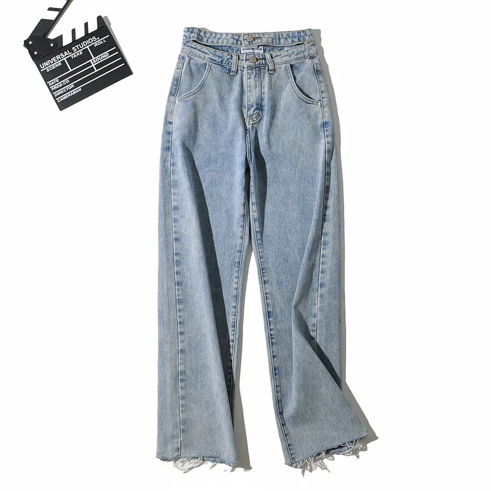 Double Trouser Waist Hollow High Waist Jeans NSAC14387