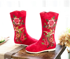 鳳雀 2022冬季新款立體花古風靴中國風繡花鞋內增高漢服靴