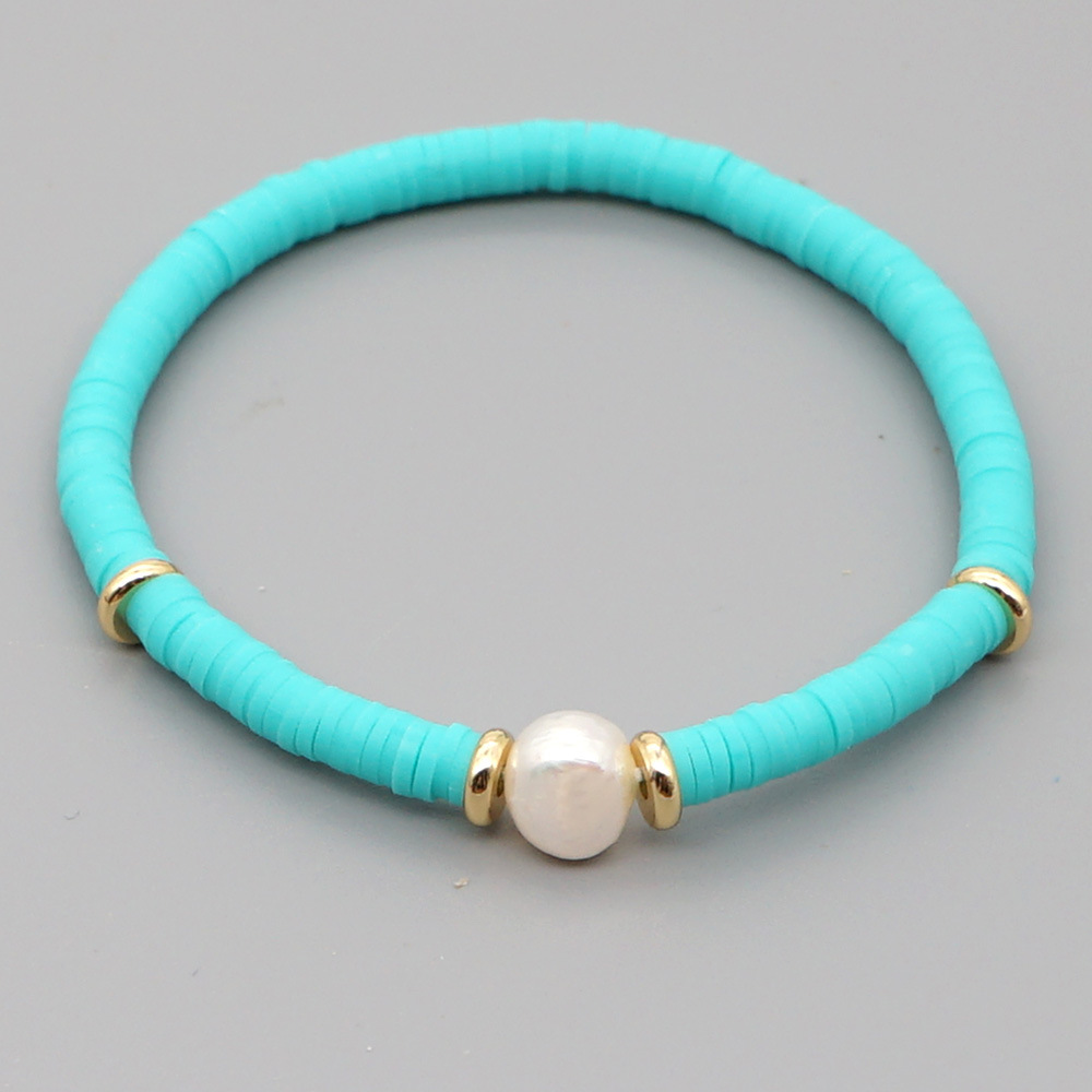Fashion Bohemian Beach Style Natural Baroque Pearl Color Soft Ceramic Letter Bracelet For Women display picture 40