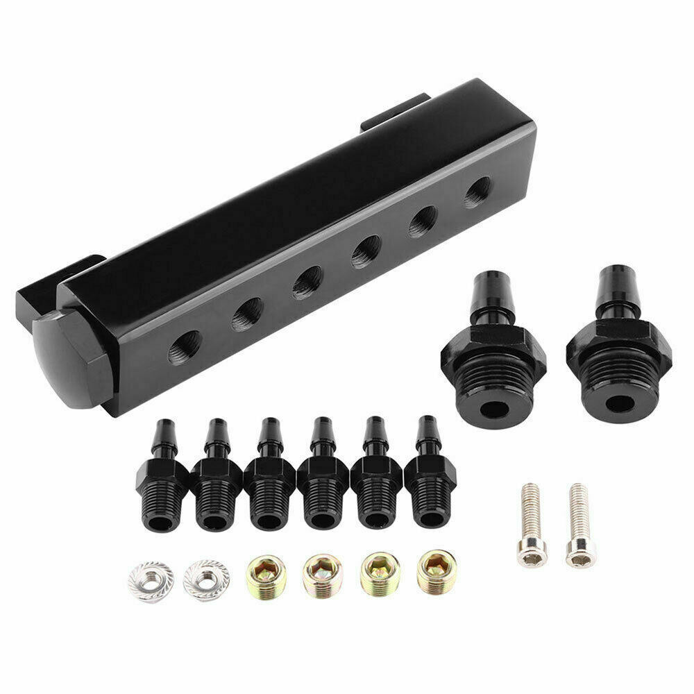 汽车配件 6端口1/8 NPT真空进气歧管套件涡轮废气旁通阀增压块