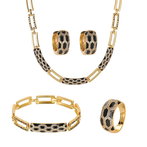 New Style Snake Bone Chain Necklace with Diamond Accents, Korean Version, Exquisite Earrings Set, Foreign Trade Ins Necklace Four-Piece Set