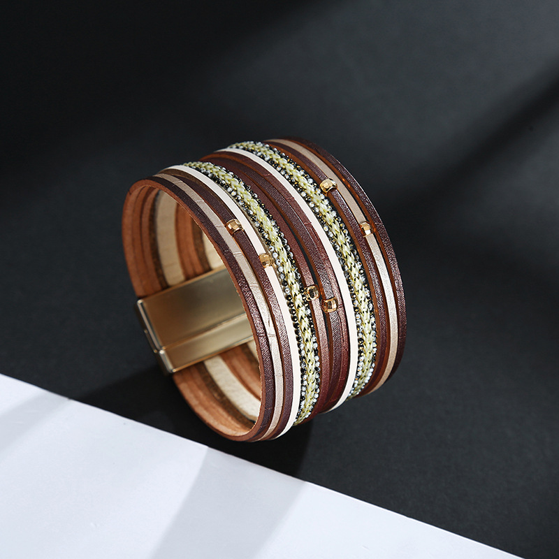 new bohemian style multi-layer leather bracelet