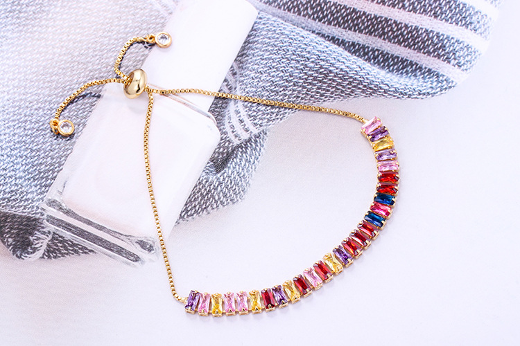 Anniversary, Business, Travel Occasion Fashion Seven-color Zircon Adjustable Copper Bracelet