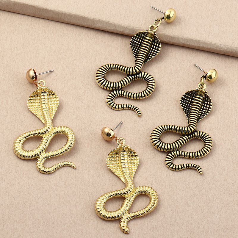 Retro Metal Snake-shaped Animal Earrings display picture 3