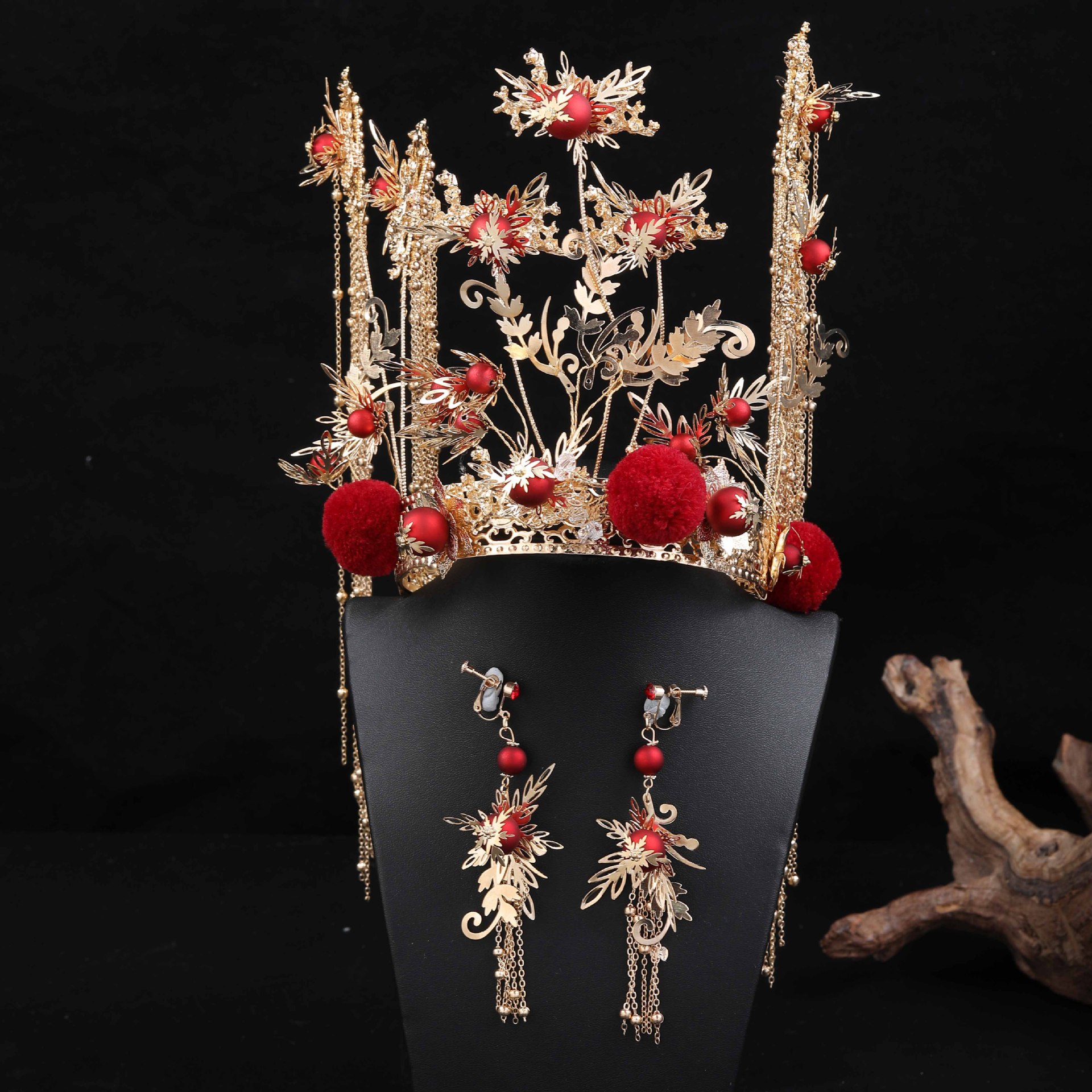 新娘秀禾頭飾2020新款中式大氣鳳冠結婚流蘇步搖發飾秀禾服配飾女