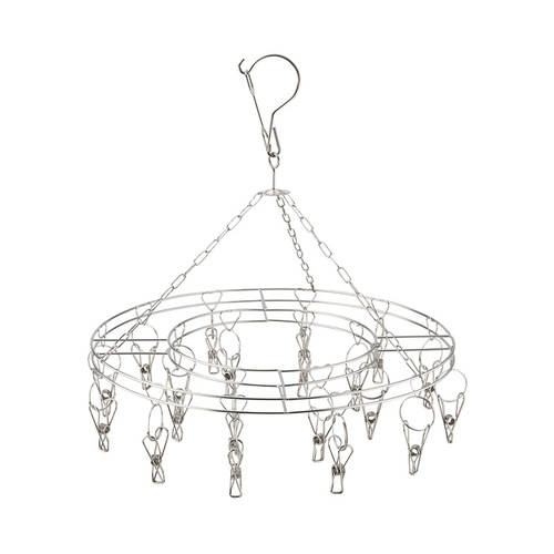 Round 20-clip stainless steel sock rack, solid disc underwear clip, underwear sock rack, metal clothes drying rack