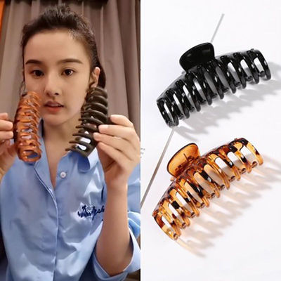 韩式网红百搭大号女发夹子发抓洗澡纯色磨砂马尾后脑勺盘发抓夹|ms