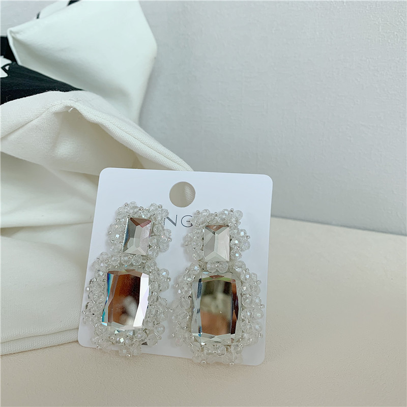 Korean Dongdaemun Design Sterling Silver Needle Retro Mirror Geometric Polygon Earrings Earrings Female Fashion Personality display picture 3