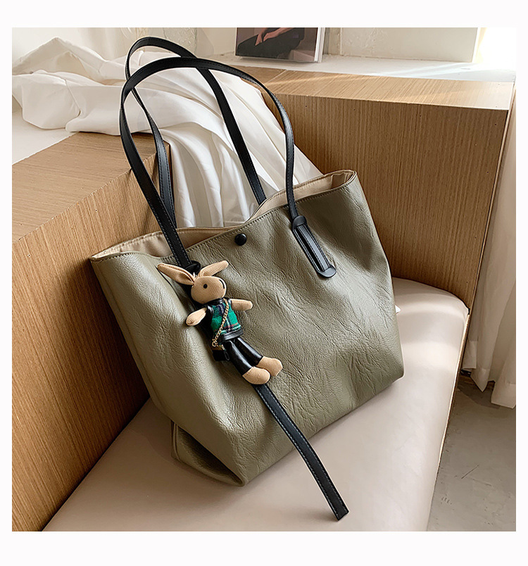 Largecapacity handbags fashion big simple soft leather shoulder tote bagpicture2