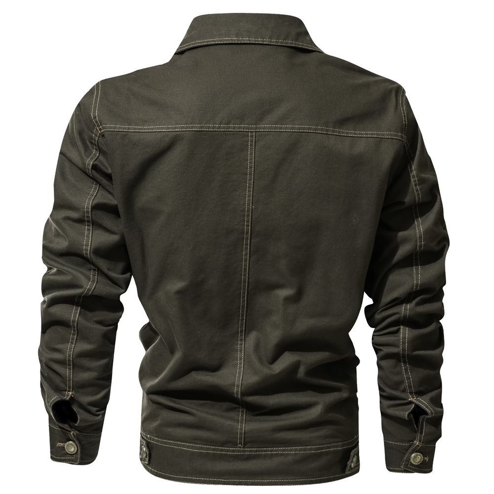 Chaqueta militar multibolsillos de primavera con cuello de algodón 3D para hombre_voghion.com