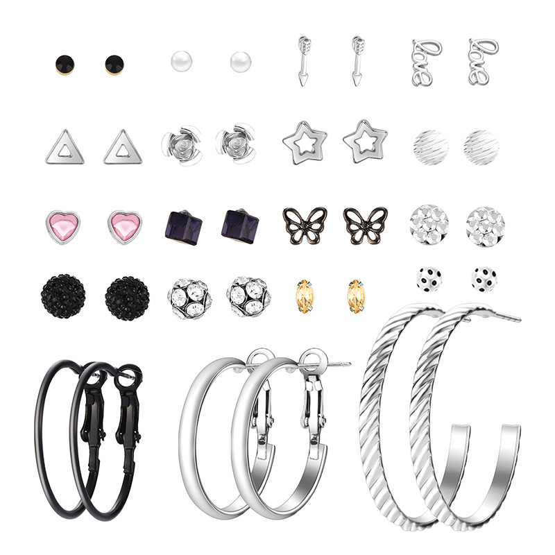 Hot-selling  Fashion  Geometric Ring Love Butterfly Love Letter Earring Set display picture 5