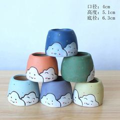 Wholesale Xiaobaiyun Ceramic Succulent Plant Pots, Cute Cartoon Hand-Painted Ceramic Flower Pots, Thumb Pots 3209