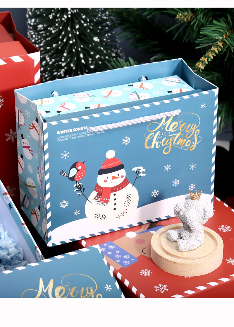 New Christmas Gift Bag David's Deer Snowman Handbag Christmas Gift Box Christmas Eve Gift Set Box In Stock Wholesale display picture 7