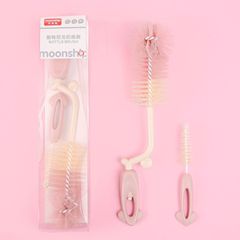 Baby Bottle Brush Set of Two with Rotating Handle, Baby Nylon Brush for Bottle Cleaning