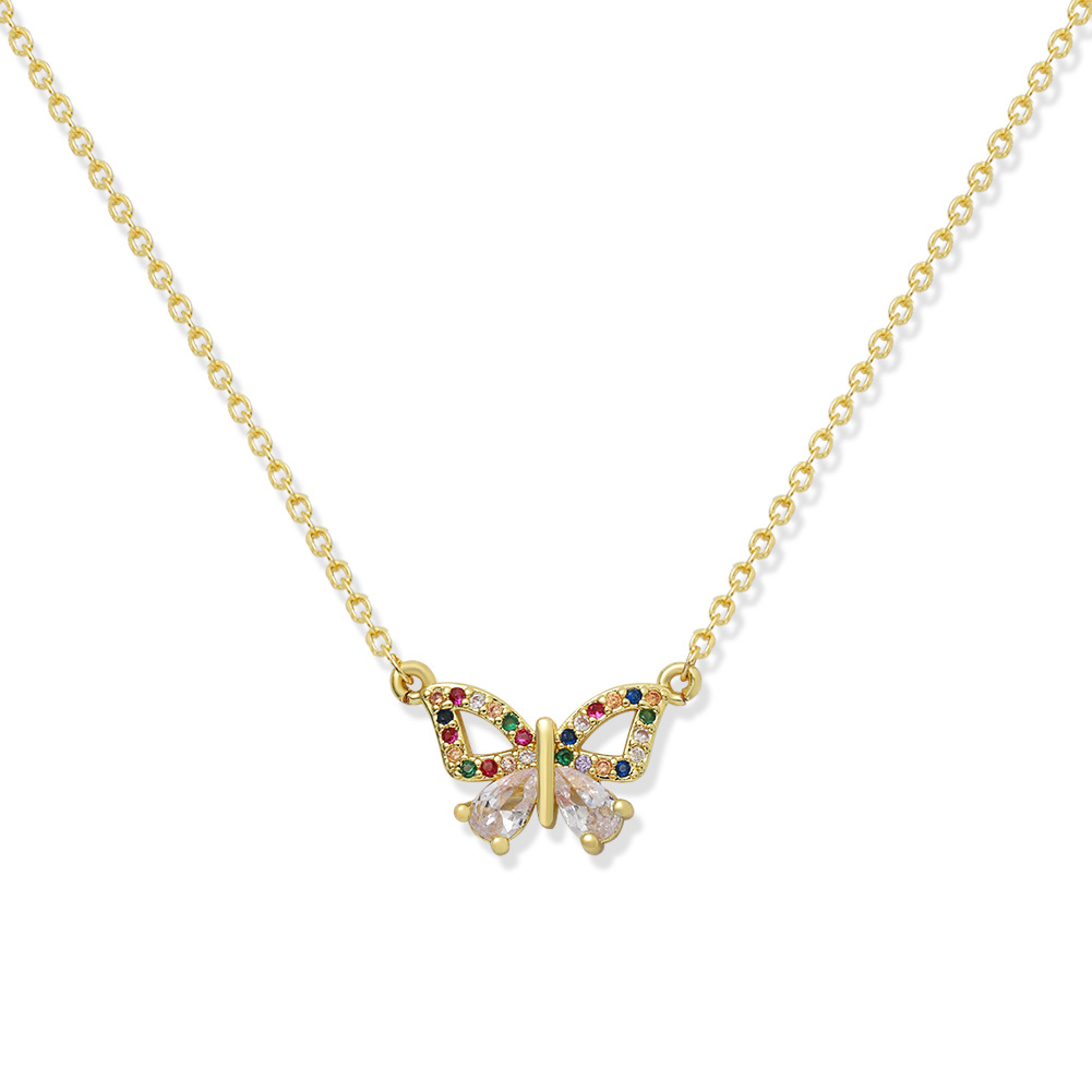 Korean Fashion  Copper Inlaid Zirconium Butterfly Simple Creative Fashion Full Diamond Luxury Copper Necklace Wholesale display picture 24