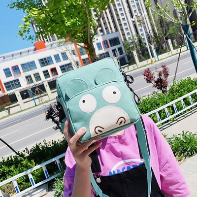 单肩斜挎小方包帆布包 时尚印花帆布袋手提女包 一件代发|ru