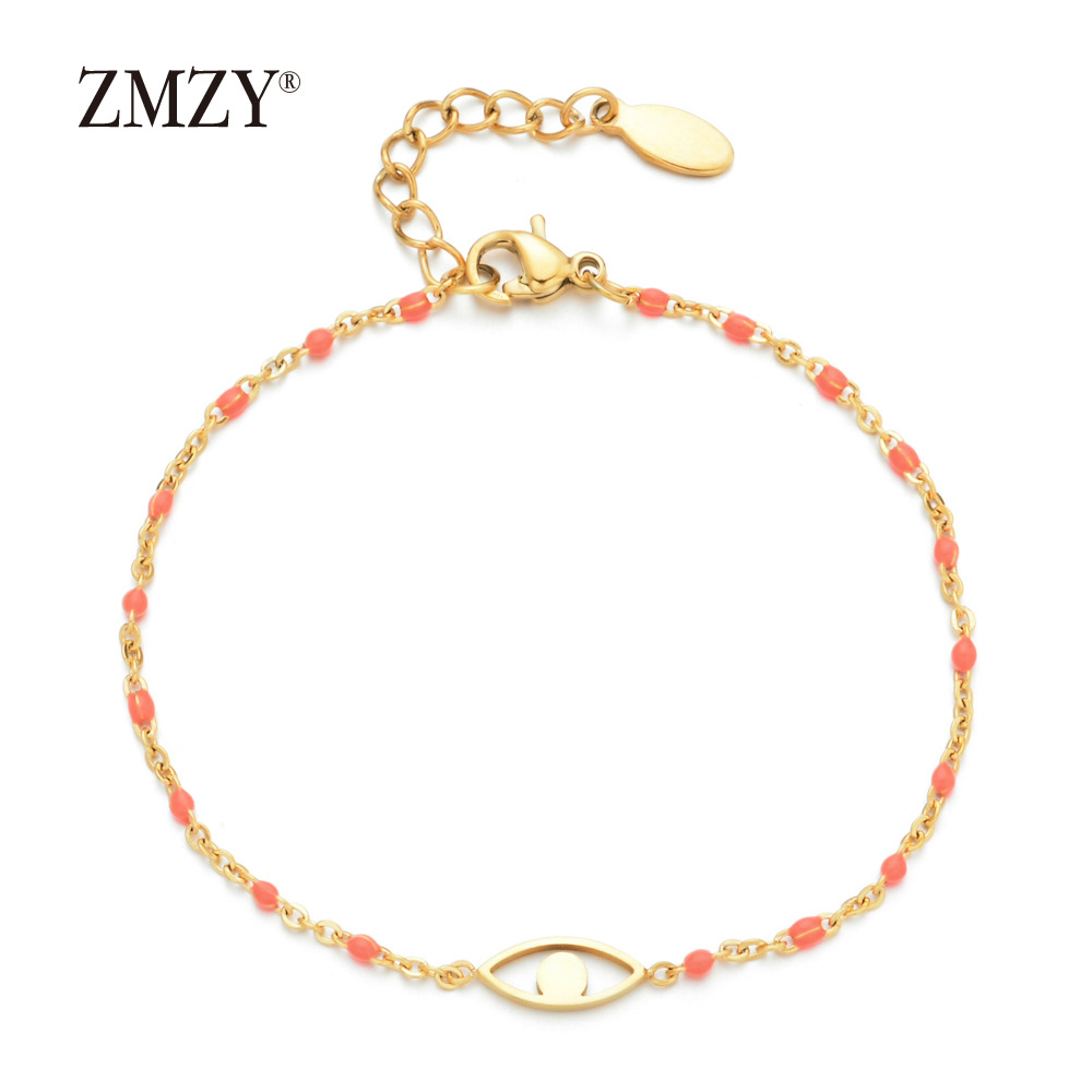 Street Occasion Titanium Steel Material Eye Pattern Modern Style Eye Titanium Steel Enamel Bracelets