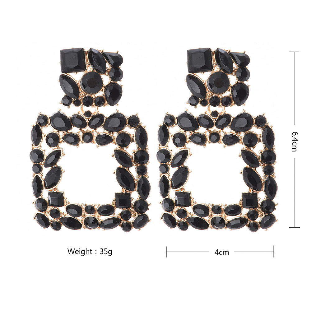 1 Pair Fashion Geometric Rhinestone Plating Women's Drop Earrings display picture 2