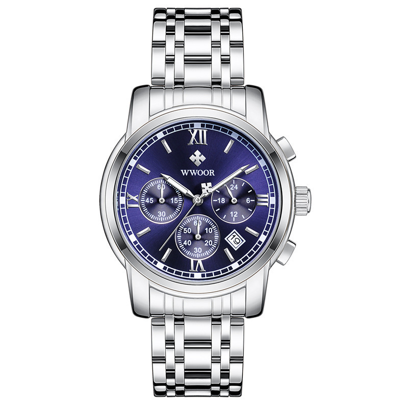 WWOOR Holding Love nuevos hombres de negocios 6-PIN reloj de cuarzo calendario impermeable reloj redondo cabeza casual Bowl Watch 8864