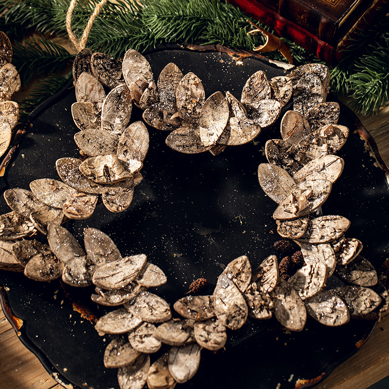 Corteza de Navidad corolla de flores decoración estrella de cinco puntas anillo de vid de abedul corteza de hotel colgante de pared colgante de puerta