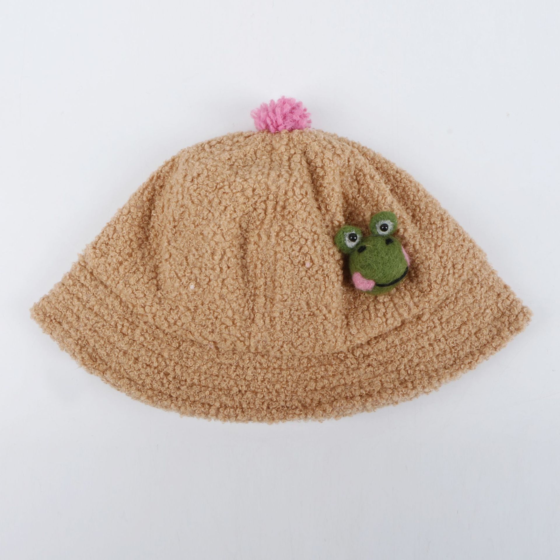 Frog Plush Fisherman Hat New Solid Color Warm Basin Hat Baby Hat Korean Baby Basin Hat Wholesale display picture 5