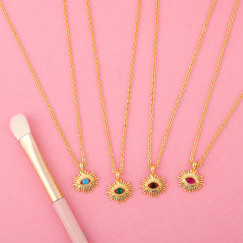 Devil's Eye Fashion Korea Simple Wild Diamond Copper Pendant Necklace display picture 9