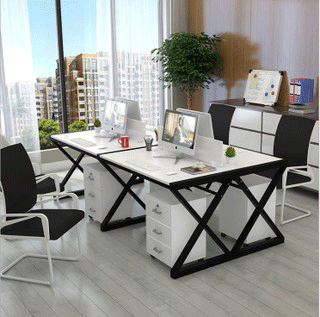 现代职员办公桌四人位屏风隔断办公桌椅组合6人位钢木电脑桌定做