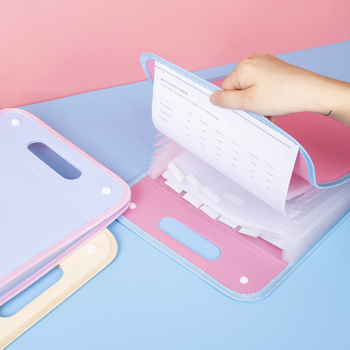 13-Grid Vertical Style Folder Handbag Accordion File Bag Card Album Student Exam Receipt Storage Office Supply Accordion Bag