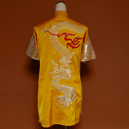 Tai chi clothing chinese kung fu uniforms Martial arts suit Changquan training suit men and women routine competition embroidered Kung Fu competition suit golden embroidered Dragon