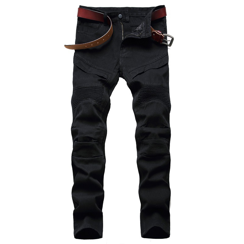 Cross-border Supply Of 2020 European And American White Motorcycle Jeans Men's Foreign Trade Original Personality Men's Trendy Pants