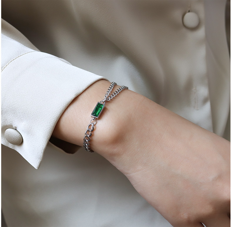 trendy chain zircon double chain stacking necklace