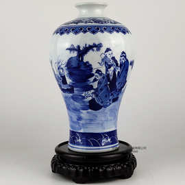 景德镇陶瓷器手绘青花瓷花瓶山水赏瓶中式客厅家用桌面摆件可定制
