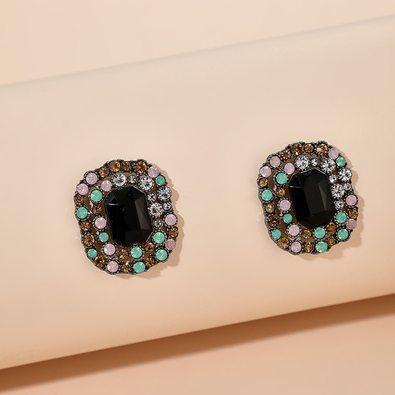 New Trendy Wild  Rectangular Diamond Colorful  Earrings display picture 7