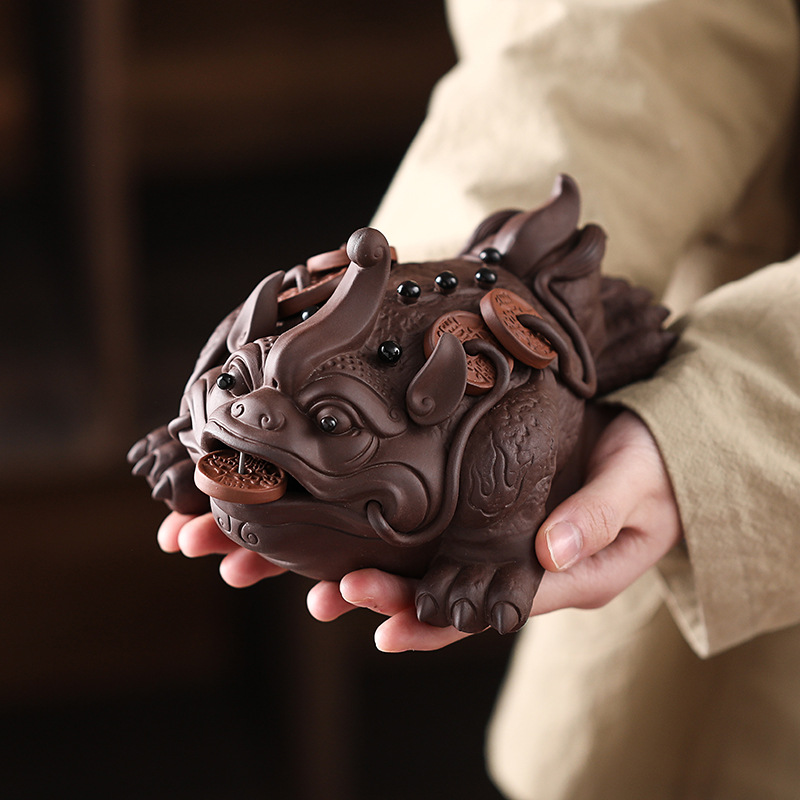 精品大號招財紫砂金蟾茶寵擺件茶具可養茶玩功夫茶道手工三足蟾蜍