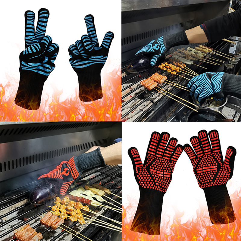 批发500度防高温手套烤箱微波炉手套隔热烘培BBQ烧烤手套