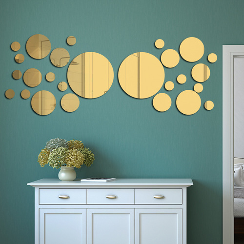 Round crystal mirror wall sticker acrylic three-dimensional wall sticker bedroom living room decoration