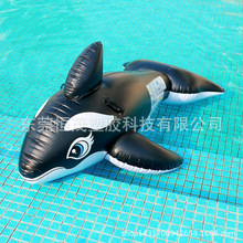 工厂直供 新款冲浪大鲸鱼游泳圈成人加厚PVC充气黑色鲸鱼坐骑浮排