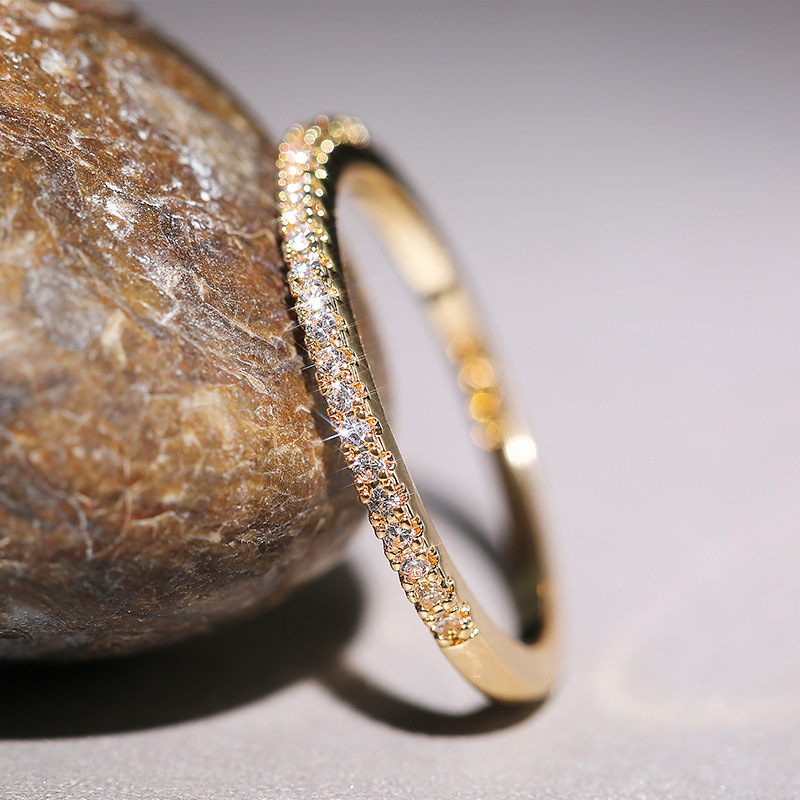 Fashion Minimalist Copper Micro-encrusted Zircon Ring Simple Index Finger Ring display picture 3