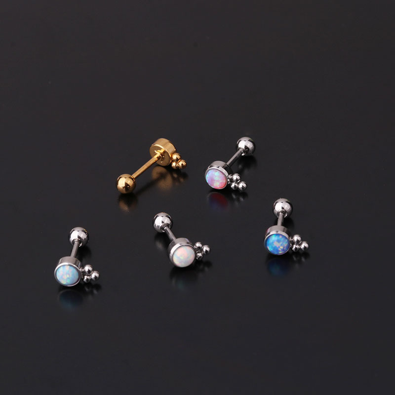 Ear Cartilage Rings & Studs Fashion Geometric 316 Stainless Steel  Inlaid Gemstone display picture 1