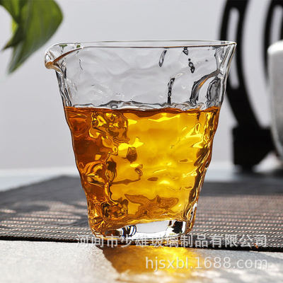 新款 手工锤目纹玻璃公道杯 水波纹日式分茶器茶海 功夫茶具耐热|ru