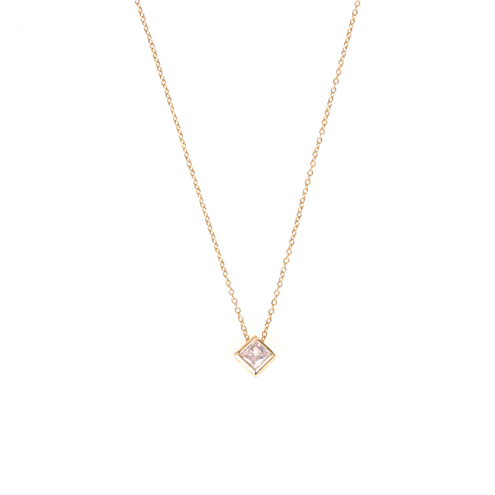 New Fashion Rubik&#39;s Cube Large Zircon Necklace Color Retention Stainless Steel Clavicle Chain Wholesale display picture 1