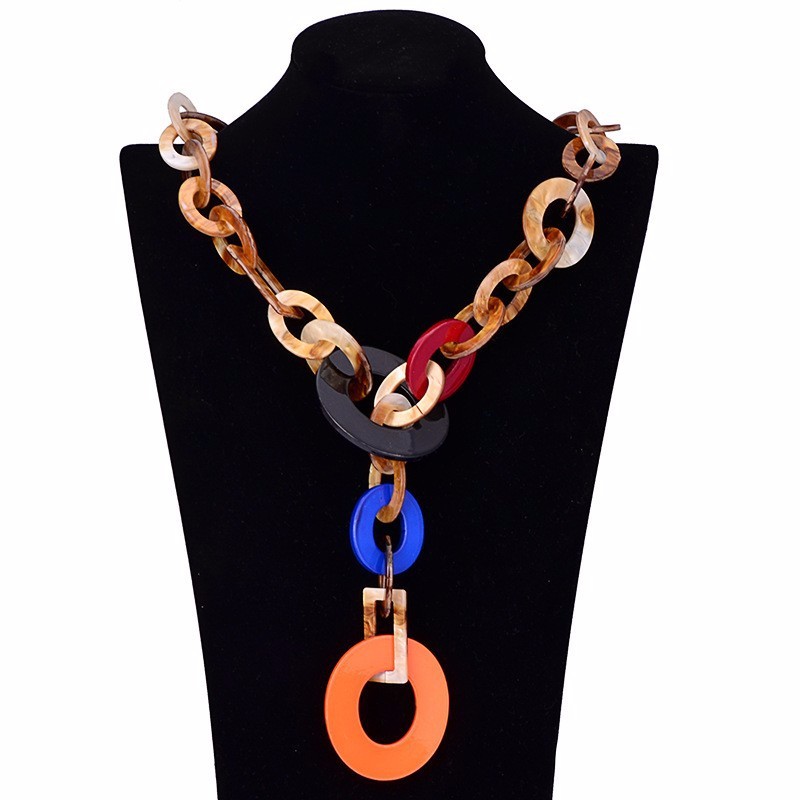 Daily, Street Occasion Resin Material Retro Bohemian Classic Style Geometric Resin Women's Necklace